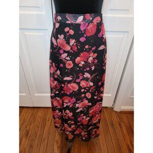 Black/Pink Floral Chiffon Maxi Skirt 18W Whimsygoth Fairy Cottage Romantic Boho